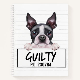 Boston Terrier Mugshot Guilty Dog Notizbuch