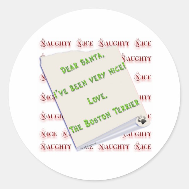 Boston Terrier Naughty oder Nice - Aufkleber (Vorderseite)