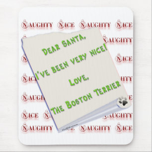 Boston Terrier Naughty oder Nice Mousepad