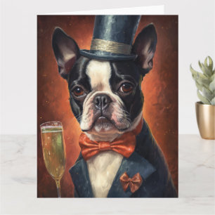 Boston Terrier Neujahr Karte