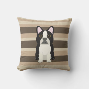Boston Terrier Neutral gestreift Kissen
