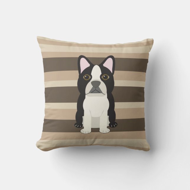 Boston Terrier Neutral gestreift  Kissen (Vorderseite)