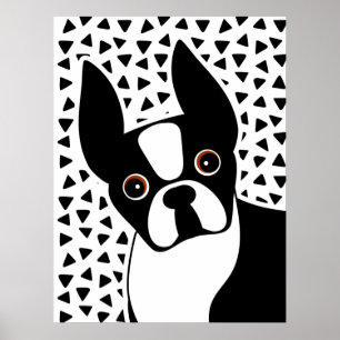 Boston Terrier Niedlich Black und White Poster