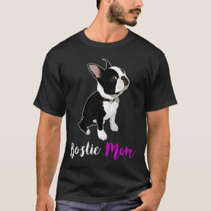 Boston Terrier Niedlich Bostie Mama Vintag Red Bow T-Shirt