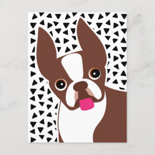 Boston Terrier Niedlich Brown und White Postkarte