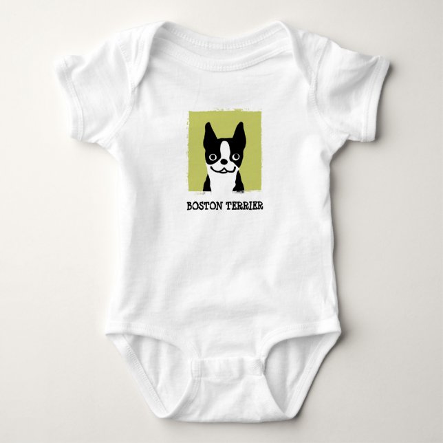 Boston Terrier| Niedliche Hundefläche Baby Strampler (Vorderseite)