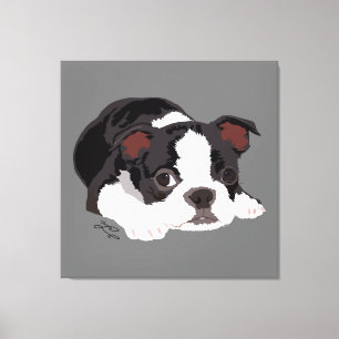Boston Terrier Niedliche Welpenästhetik Kunstkunst Leinwanddruck