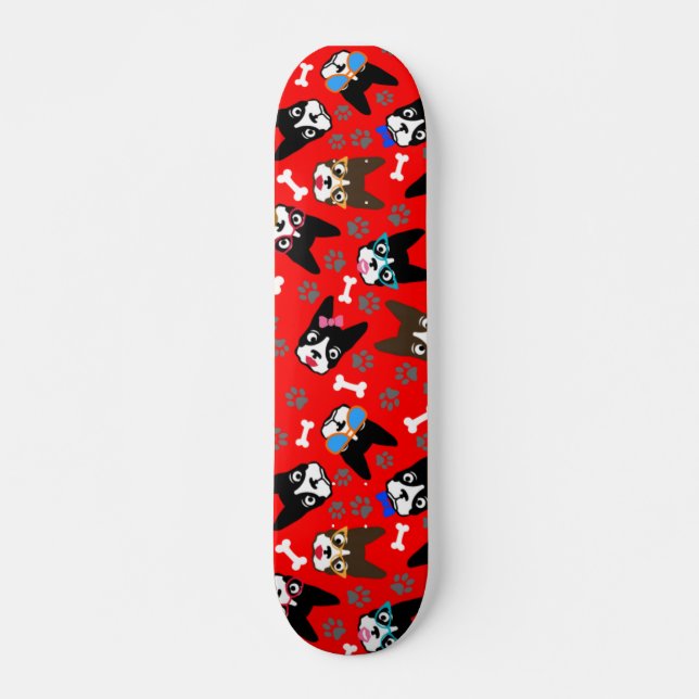 Boston-Terrier-niedlicher Schnurrbart-lustige Skateboard (Vorne)