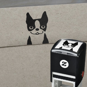 Boston-Terrier-niedliches Hundegesicht Permastempel