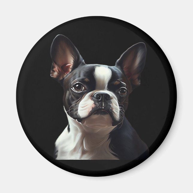 Boston Terrier - Oil Paint Classic T - Shirt Magnet (Vorne)
