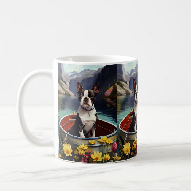 Boston Terrier on a Paddle: Ein Landschaftliches A Kaffeetasse (Links)