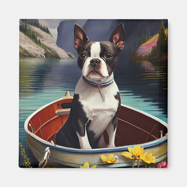 Boston Terrier on a Paddle: Ein Landschaftliches A Magnet (Vorne)