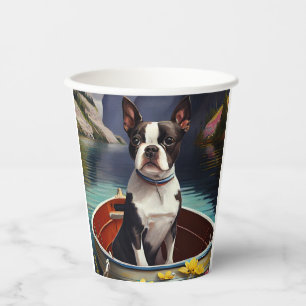 Boston Terrier on a Paddle: Ein Landschaftliches A Pappbecher
