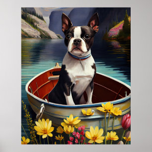 Boston Terrier on a Paddle: Ein Landschaftliches A Poster