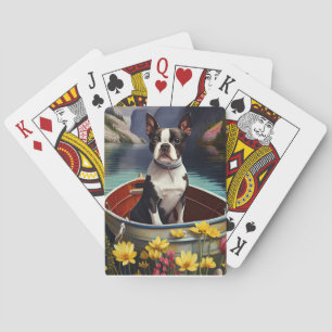 Boston Terrier on a Paddle: Ein Landschaftliches A Spielkarten