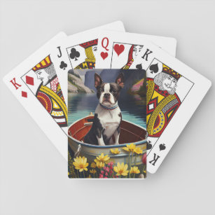 Boston Terrier on a Paddle: Ein Landschaftliches A Spielkarten