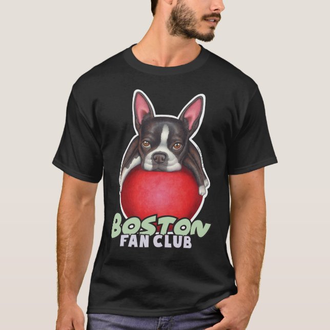 Boston Terrier on Red Ball 2 T-Shirt (Vorderseite)