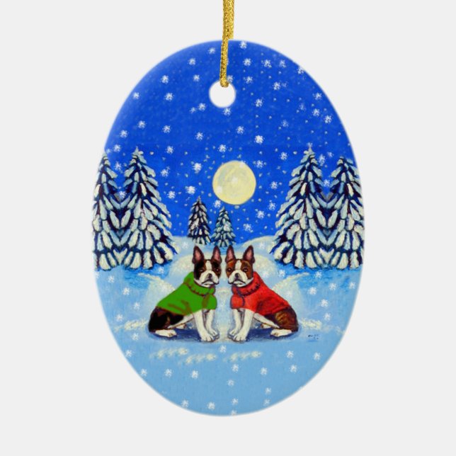 Boston Terrier Oval Ornament (Vorne)