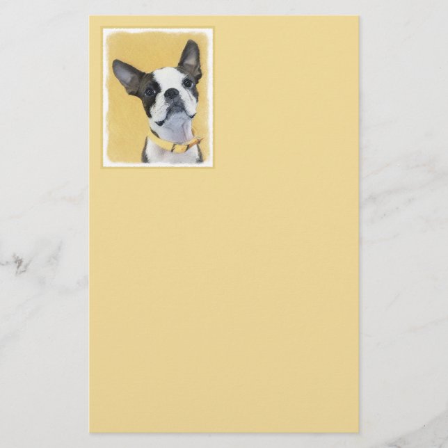 Boston Terrier Painting - Niedliche Original Dog A Briefpapier (Vorderseite)