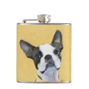Boston Terrier Painting - Niedliche Original Dog A Flachmann