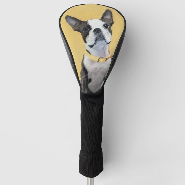 Boston Terrier Painting - Niedliche Original Dog A Golf Headcover (Vorderseite)