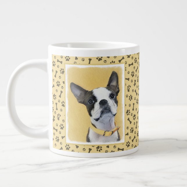 Boston Terrier Painting - Niedliche Original Dog A Jumbo-Tasse (Links)