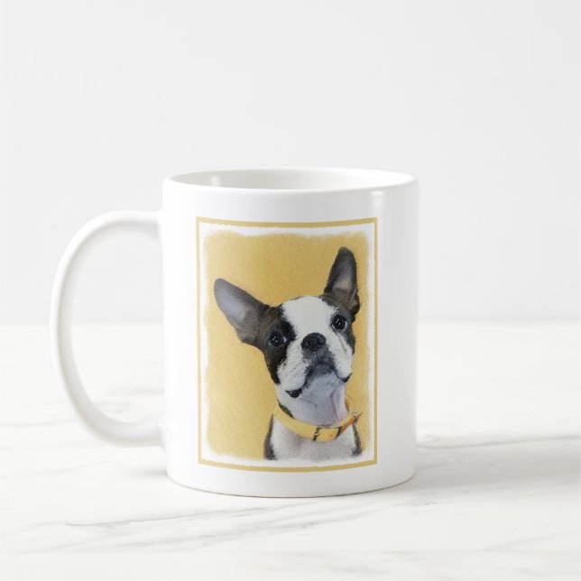 Boston Terrier Painting - Niedliche Original Dog A Kaffeetasse (Links)