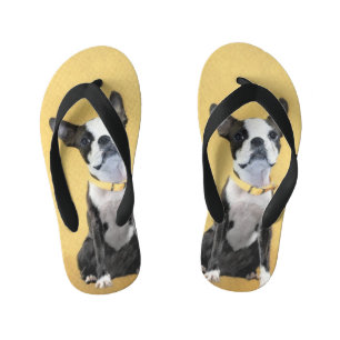 Boston Terrier Painting - Niedliche Original Dog A Kinderbadesandalen