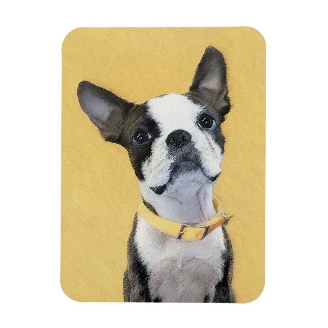 Boston Terrier Painting - Niedliche Original Dog A Magnet (Vertikal)