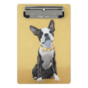 Boston Terrier Painting - Niedliche Original Dog A Mini Klemmbrett