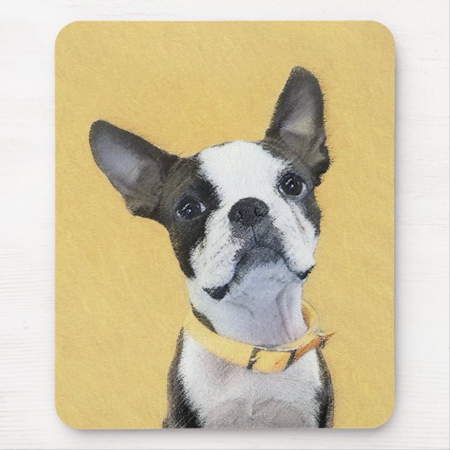 Boston Terrier Painting - Niedliche Original Dog A Mousepad (Vorne)
