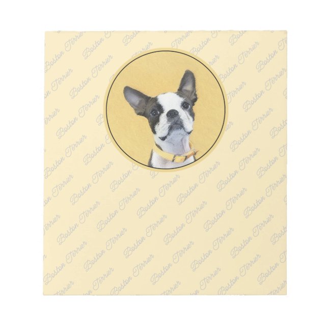 Boston Terrier Painting - Niedliche Original Dog A Notizblock (Vorderseite)