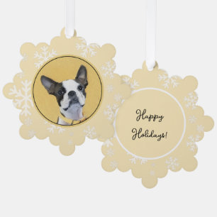 Boston Terrier Painting - Niedliche Original Dog A Ornament Karte