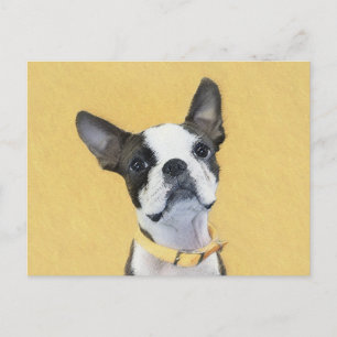 Boston Terrier Painting - Niedliche Original Dog A Postkarte