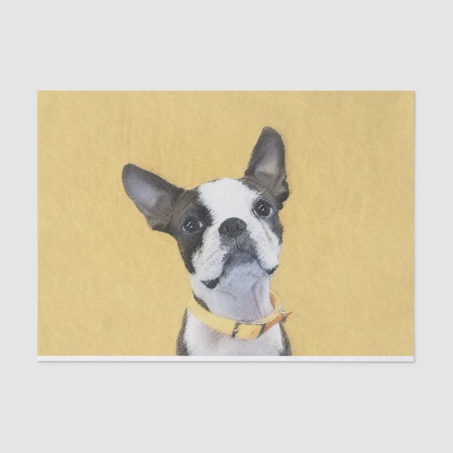 Boston Terrier Painting - Niedliche Original Dog A Seidenpapier (Vorderseite)