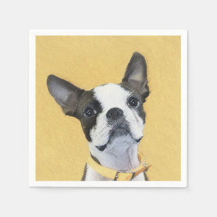 Boston Terrier Painting - Niedliche Original Dog A Serviette