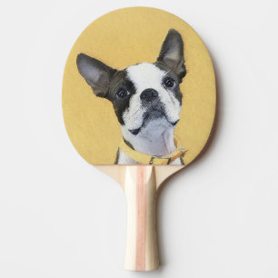 Boston Terrier Painting - Niedliche Original Dog A Tischtennis Schläger