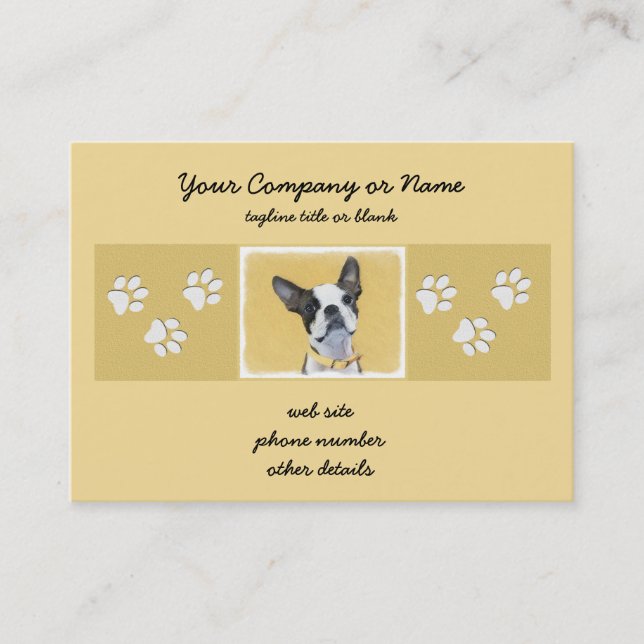 Boston Terrier Painting - Niedliche Original Dog A Visitenkarte (Vorderseite)