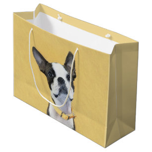 Boston Terrier Painting - Niedliche Original Hund Große Geschenktüte