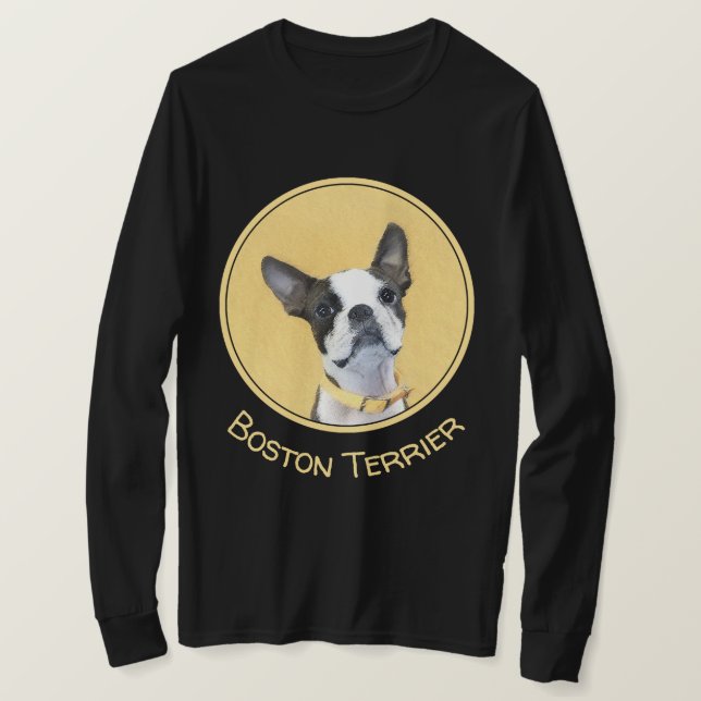 Boston Terrier Painting - Niedliche Original Hund  T-Shirt (Design vorne)