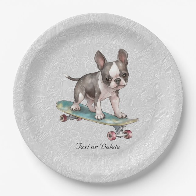Boston Terrier Paper Plate Pappteller (Vorderseite)