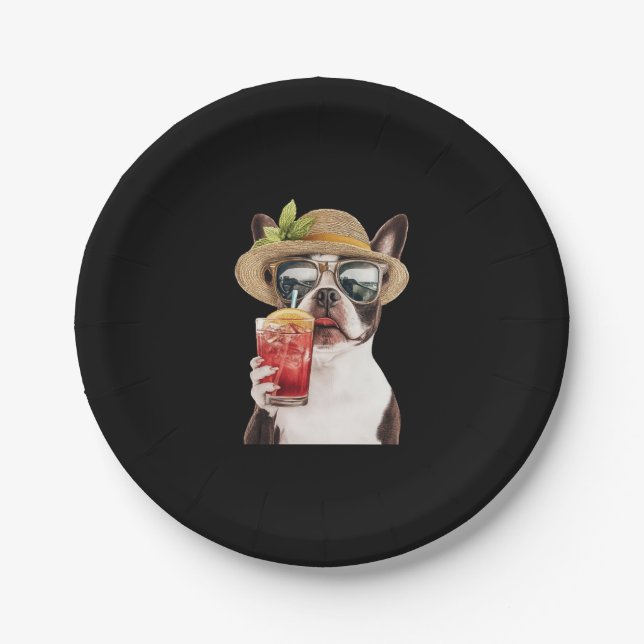 Boston Terrier Pappteller (Vorderseite)
