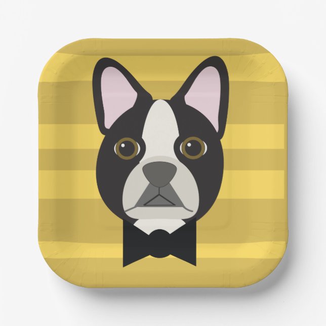Boston Terrier Pappteller (Vorderseite)