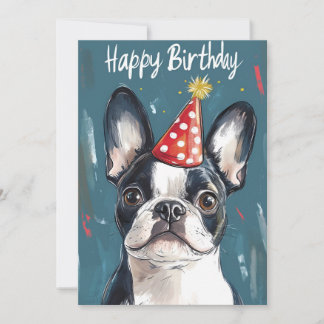 Boston Terrier Party Hat Birthday Party Einladung