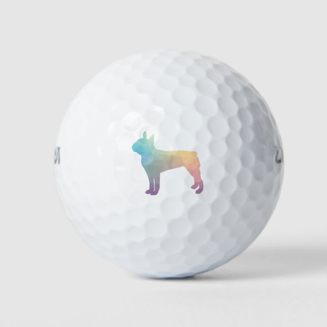 Boston Terrier Pastel Geo Pattern Silhouette Golfball (Vorderseite)