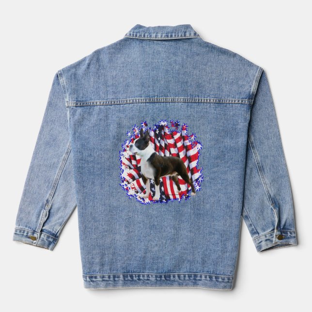Boston Terrier Patriot Jeansjacke (Rückseite)