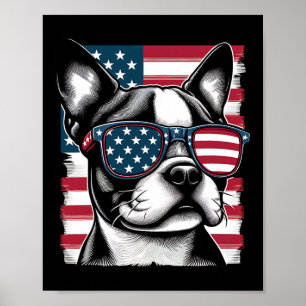 Boston Terrier patriotische Sonnenbrille amerikani Poster