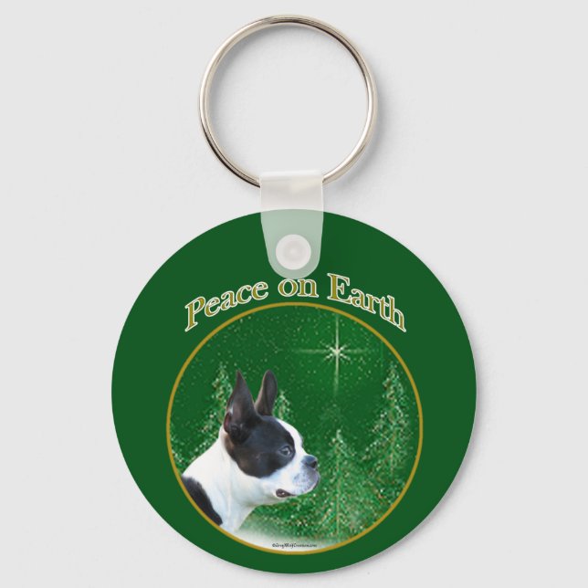 Boston Terrier Peace Schlüsselanhänger (Vorderseite)