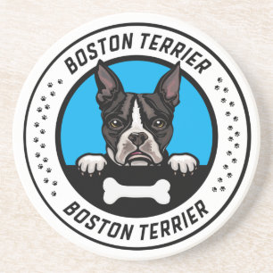 Boston Terrier Peeking Illustration Abzeichen Getränkeuntersetzer