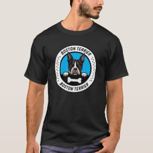 Boston Terrier Peeking Illustration Abzeichen T-Shirt